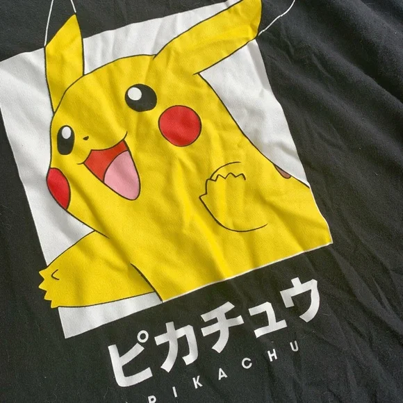 Pokemon Black Pikachu Graphic Tunic with White Sleeve Stripes - Picture 3 of 4